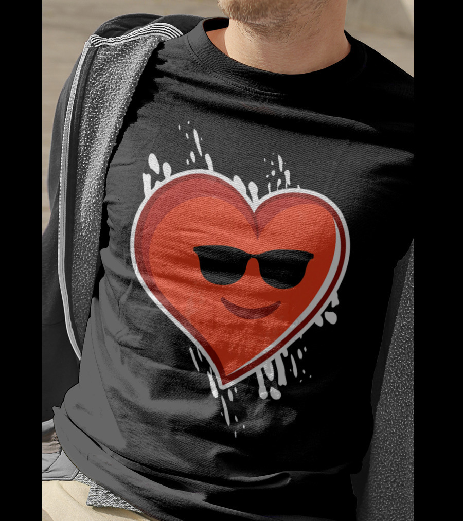 Heart Emoji Cool Shades Valentines T-Shirt