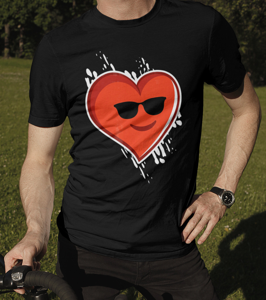Heart Emoji Cool Shades Valentines T-Shirt