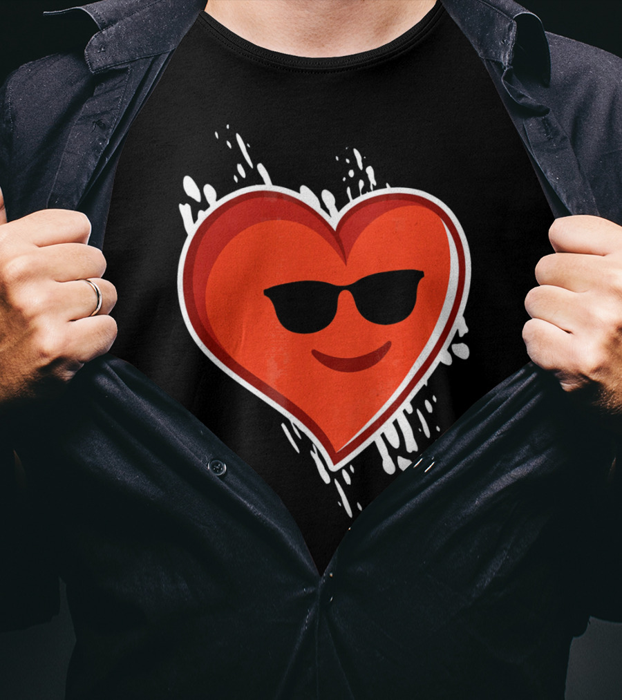 Heart Emoji Cool Shades Valentines T-Shirt
