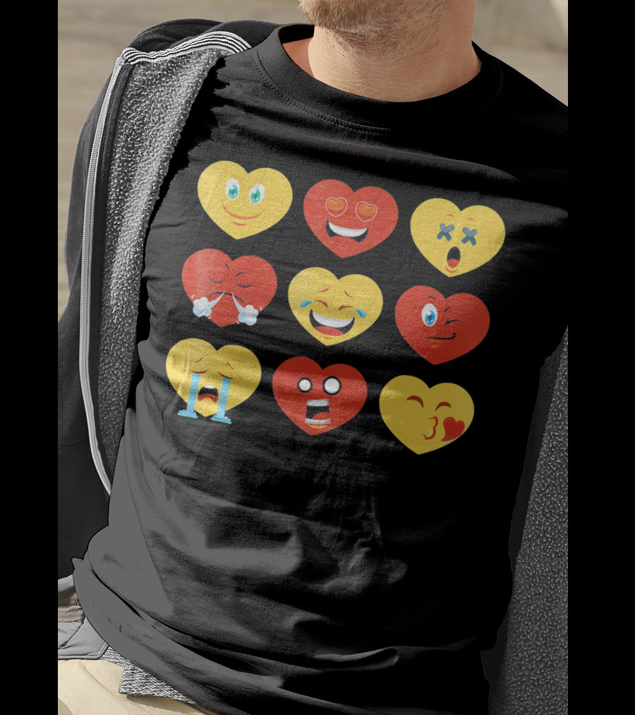 Valentines Day Heart Emoji Faces Collection T-Shirt