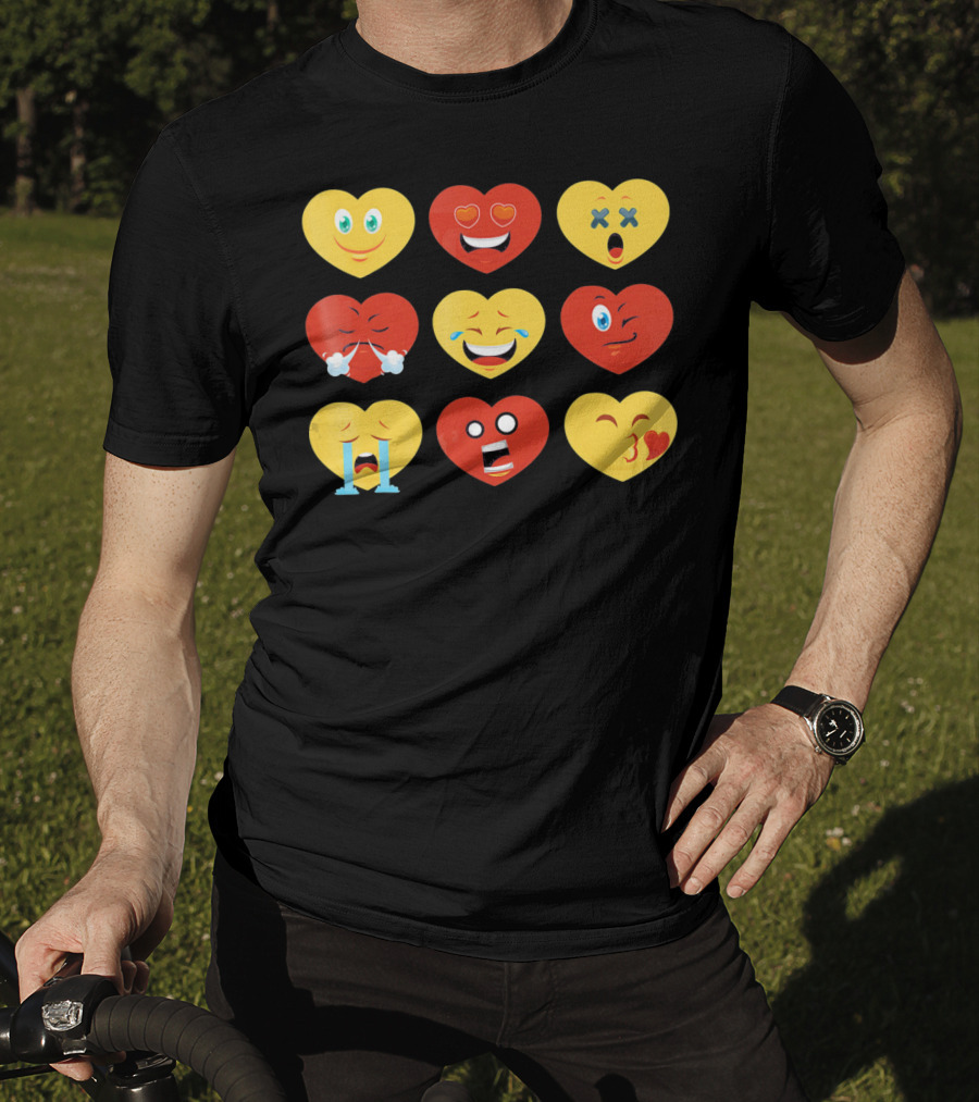 Valentines Day Heart Emoji Faces Collection T-Shirt