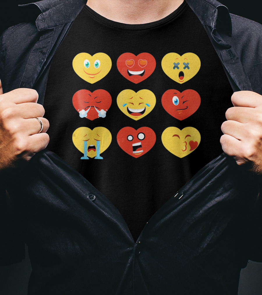 Valentines Day Heart Emoji Faces Collection T-Shirt