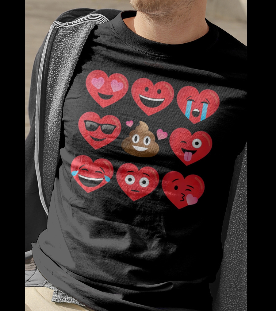 Heart Face Emoticons Love And Expressions Valentine's Day T-Shirt