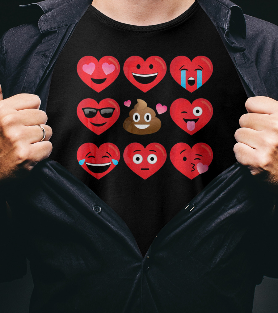 Heart Face Emoticons Love And Expressions Valentine's Day T-Shirt