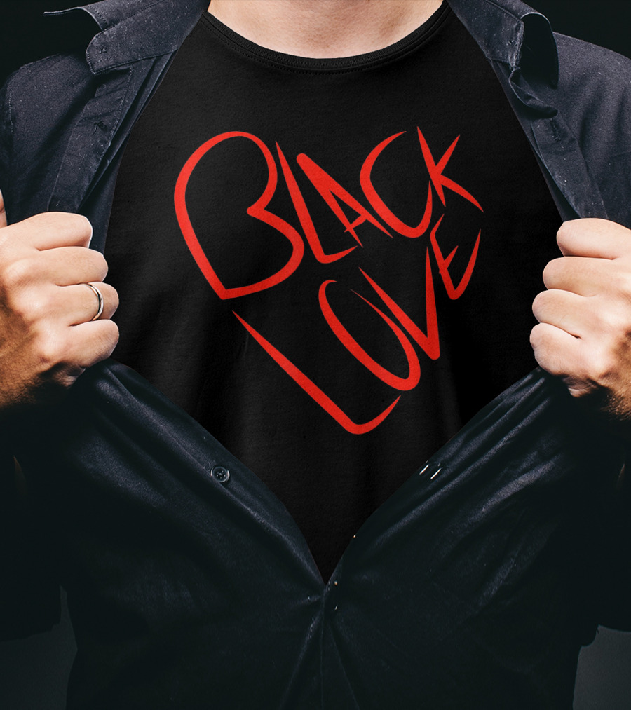 Black Love Heart Shaped Valentine’s Day T-Shirt
