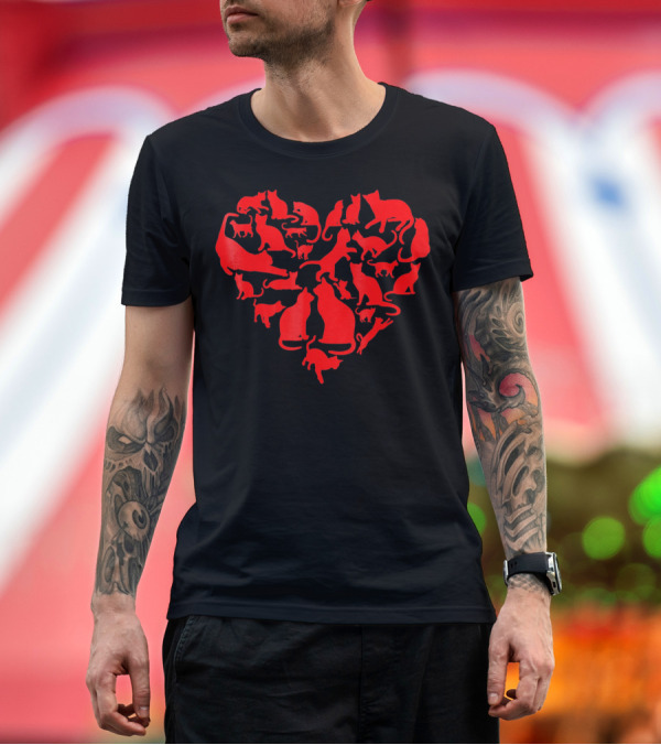 Premium T-Shirt: Heart Shaped Cats Valentines Day Kitten T-Shirt Heart Shaped Cats Valentines Day Kitten T-Shirt