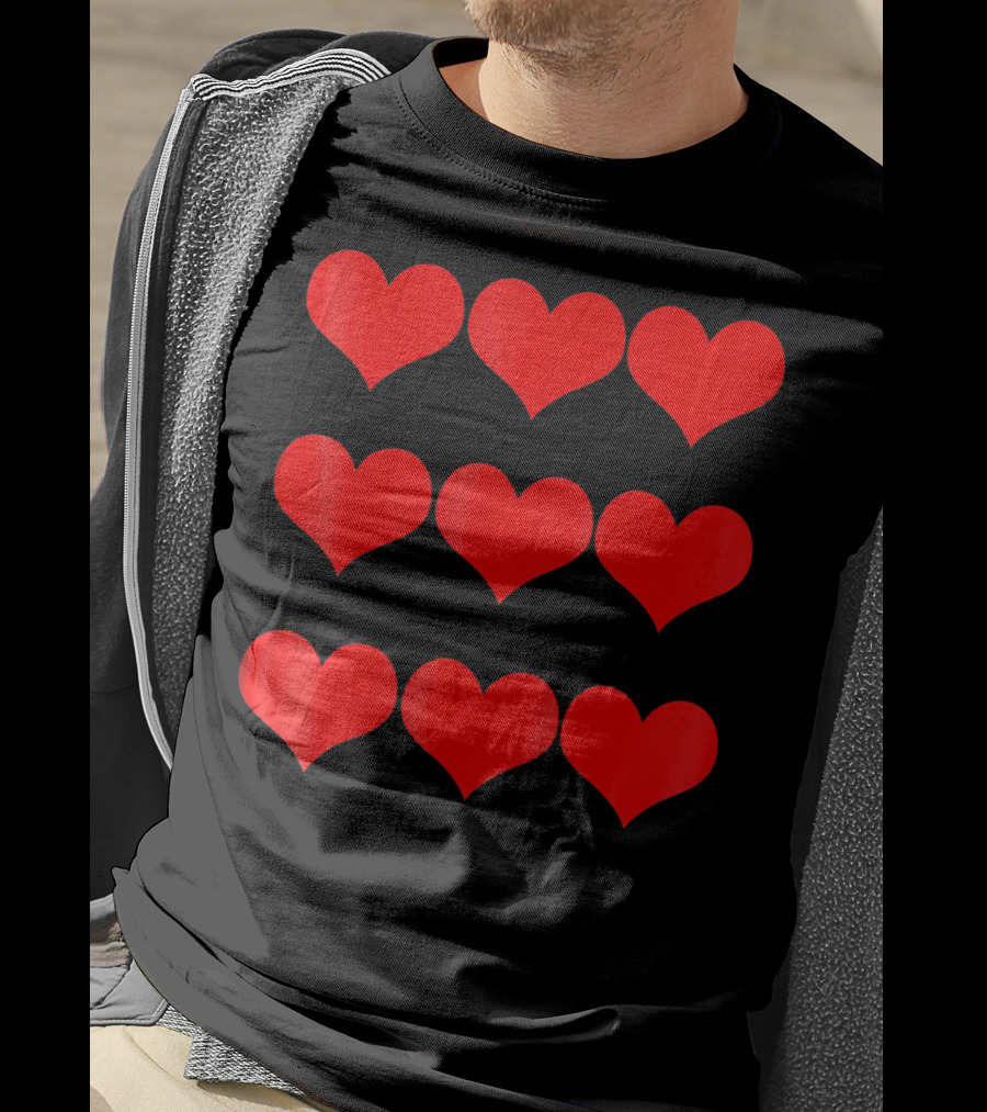 Heart Valentines Day Nine Red Hearts T-Shirt