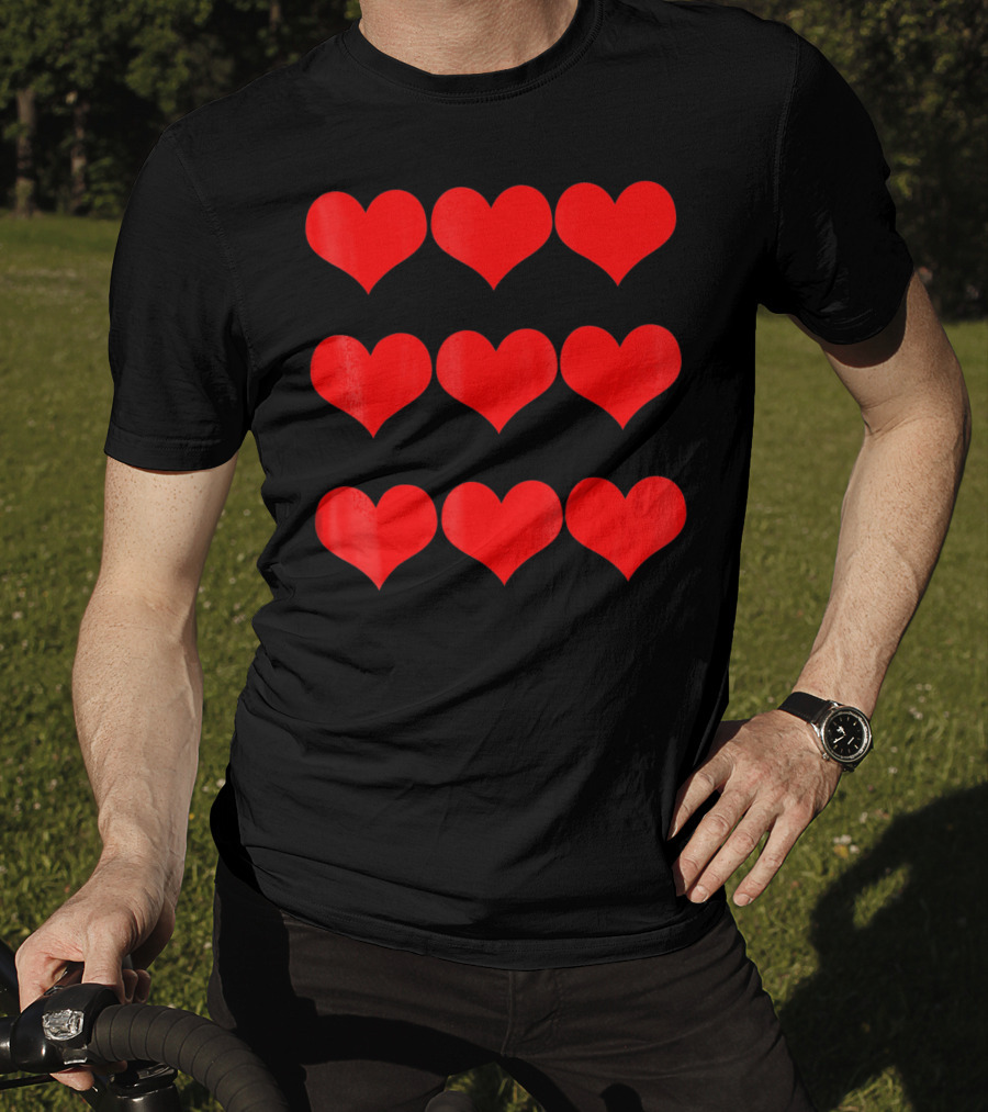 Heart Valentines Day Nine Red Hearts T-Shirt