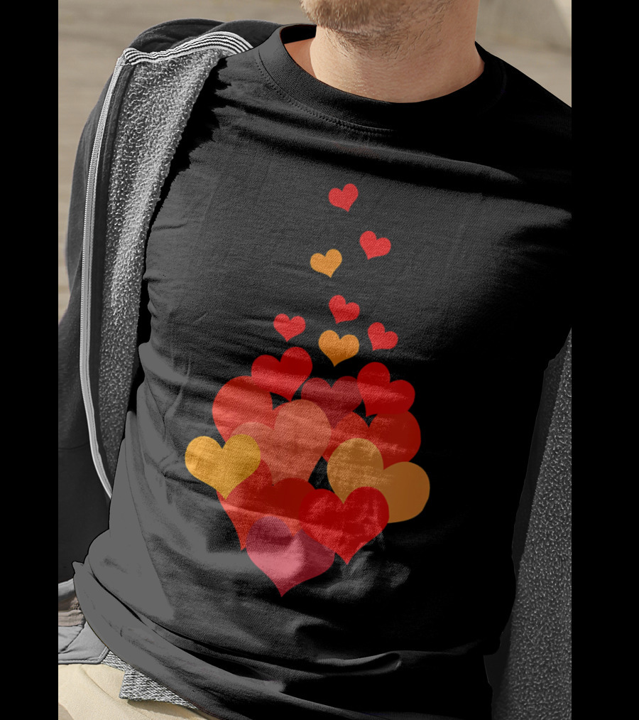Heart Tie Red Orange Valentines Day T-Shirt