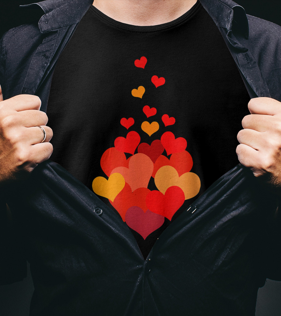 Heart Tie Red Orange Valentines Day T-Shirt