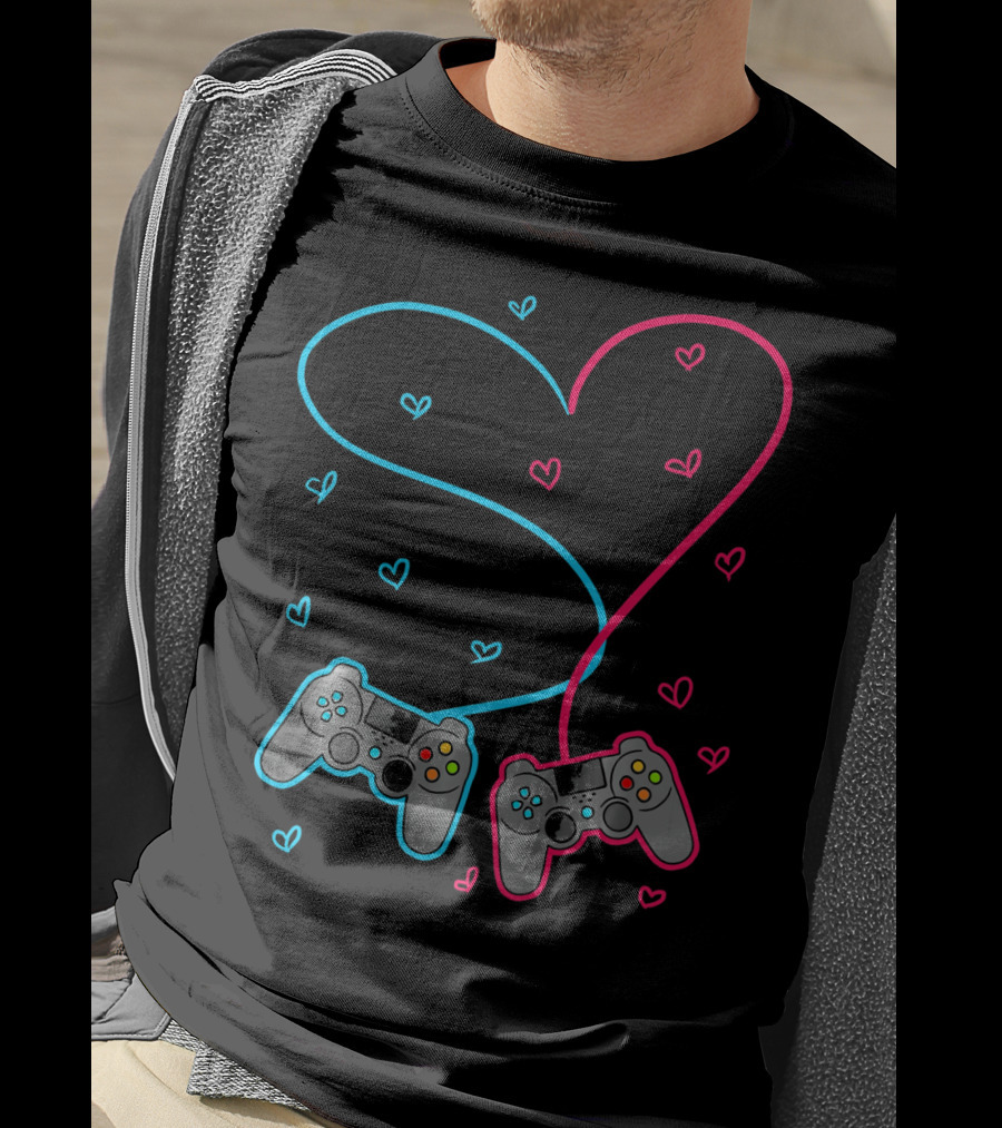 Heart Lovely Hearts Valen Game Controller Love T-Shirt