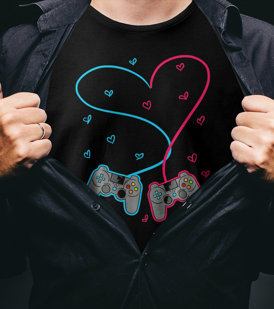Heart Lovely Hearts Valen Game Controller Love T-Shirt