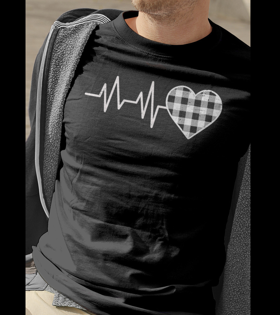 Heartbeat Buffalo Plaid Heart Val T-Shirt