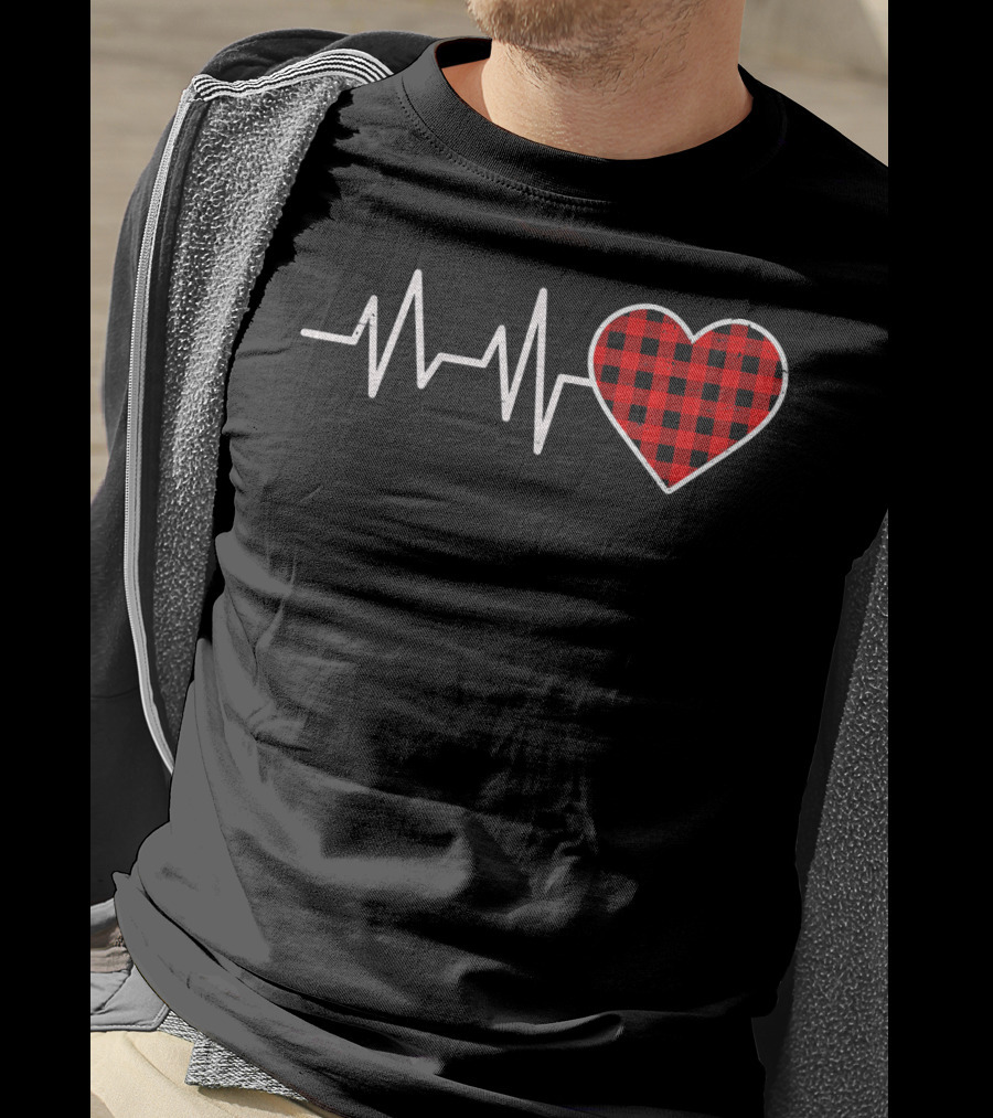 Heartbeat Red Buffalo Plaid Heartbeat T-Shirt