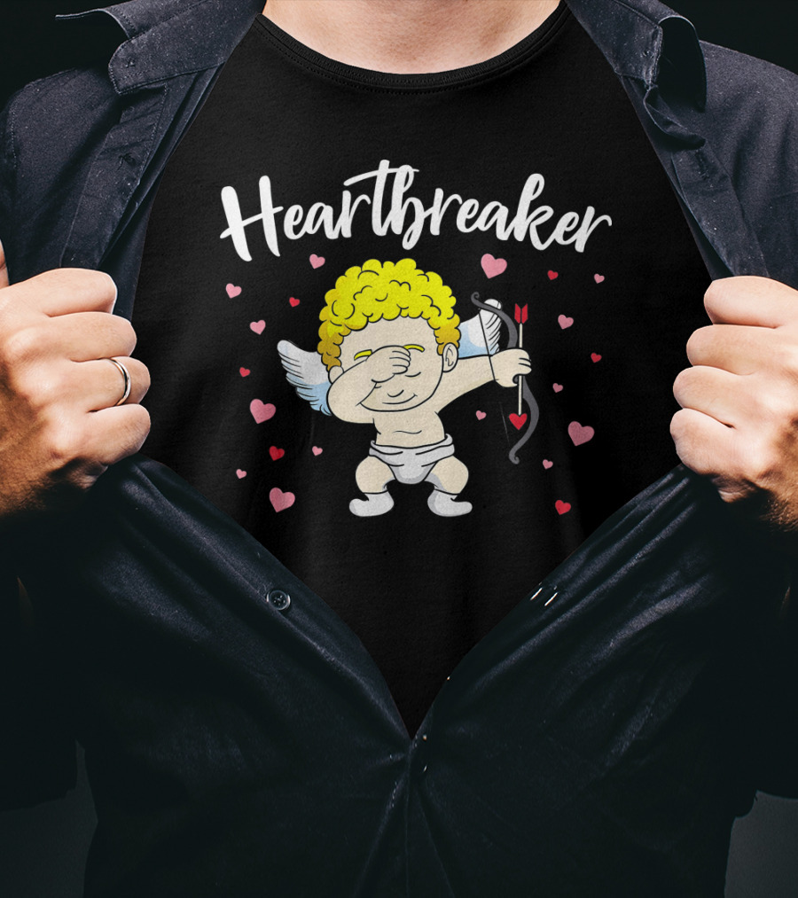 Heartbreaker Cupid Dab With Hearts And Bow T-Shirt