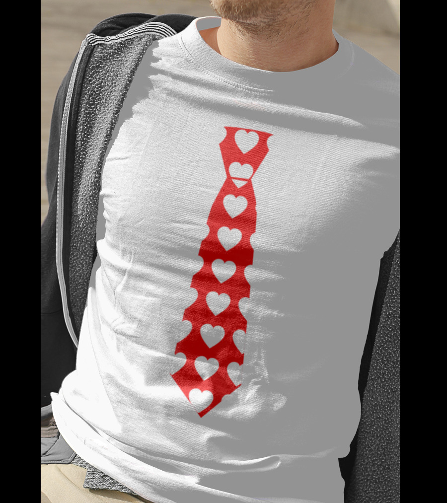 Hearts Pattern Necktie Valentine Love T-Shirt