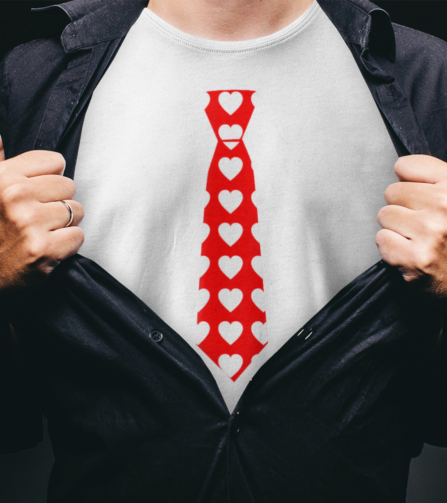 Hearts Pattern Necktie Valentine Love T-Shirt