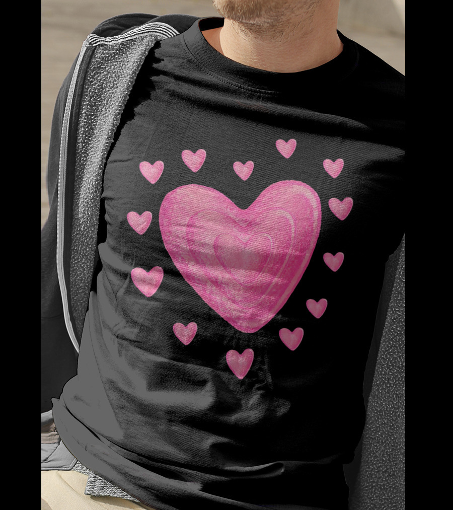 Hearts Valentines Kids School Pink Heart T-Shirt