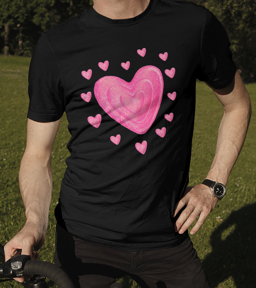 Hearts Valentines Kids School Pink Heart T-Shirt