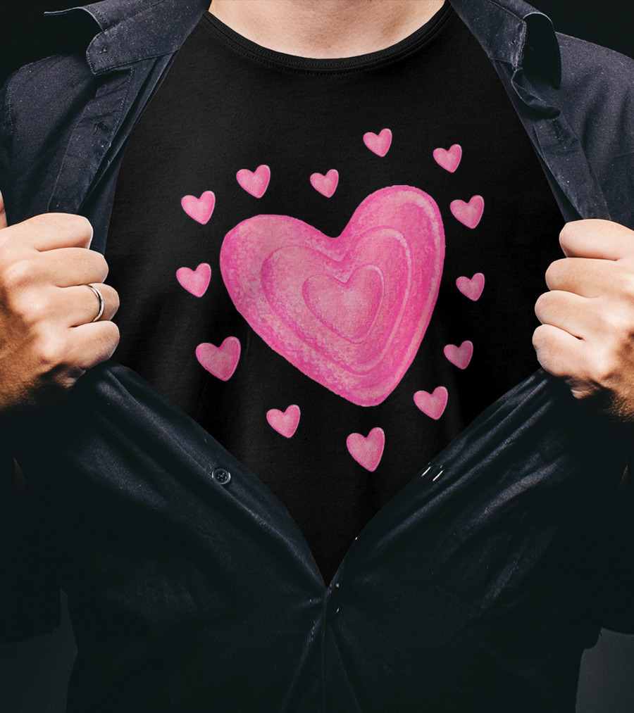 Hearts Valentines Kids School Pink Heart T-Shirt