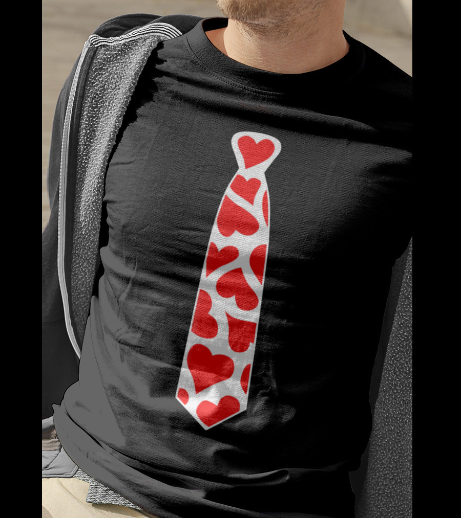 Hearts Tie Valentines Day Red Heart T-Shirt
