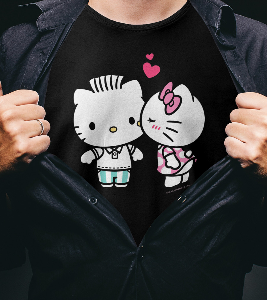 Hello Kitty And Dear Daniel With Hearts And Kiss For Valentine's Day T-Shirt