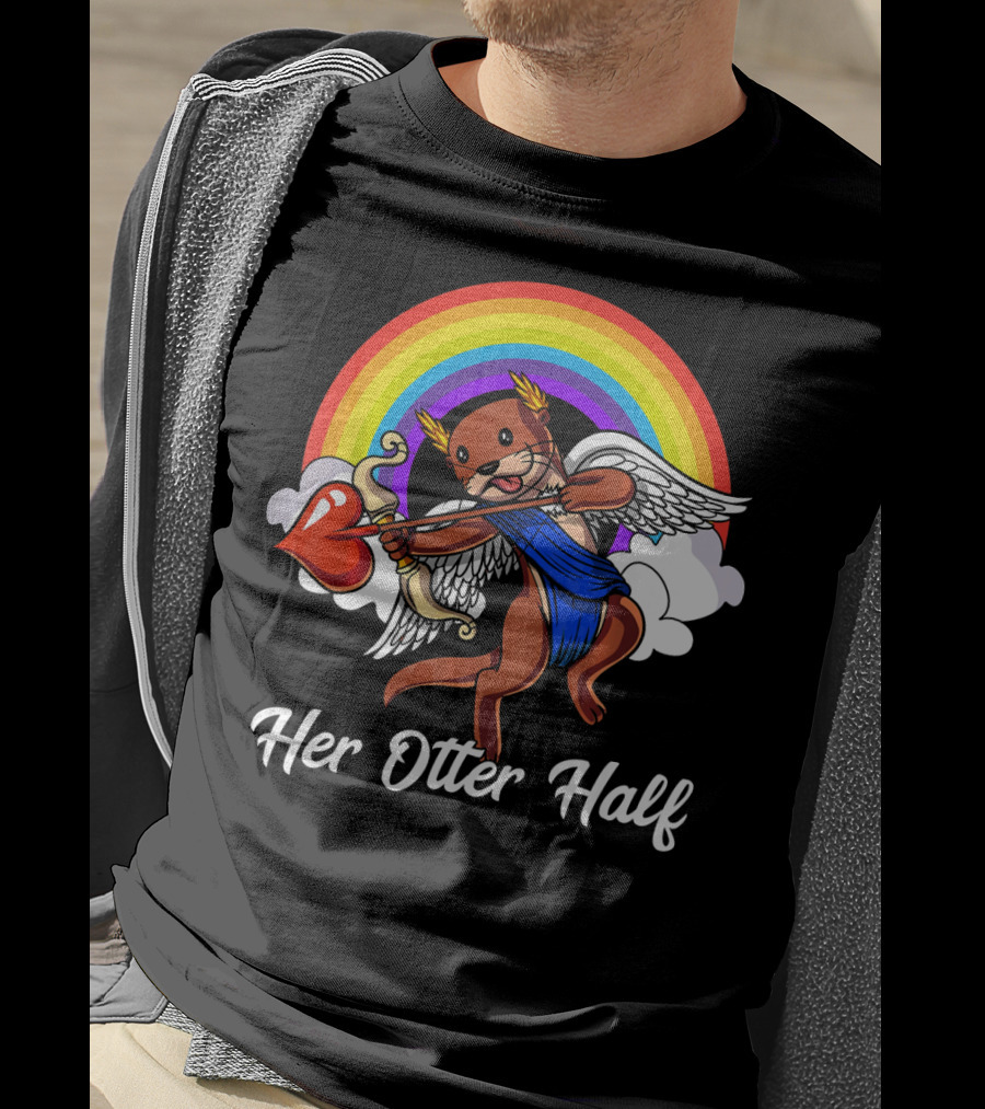 Her Otter Half Cupid Rainbow Valentine's Match T-Shirt