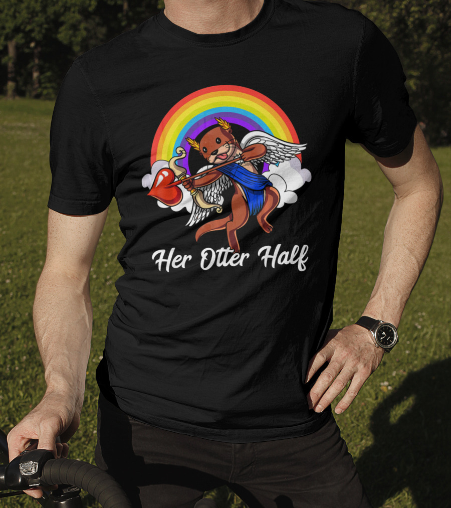 Her Otter Half Cupid Rainbow Valentine's Match T-Shirt