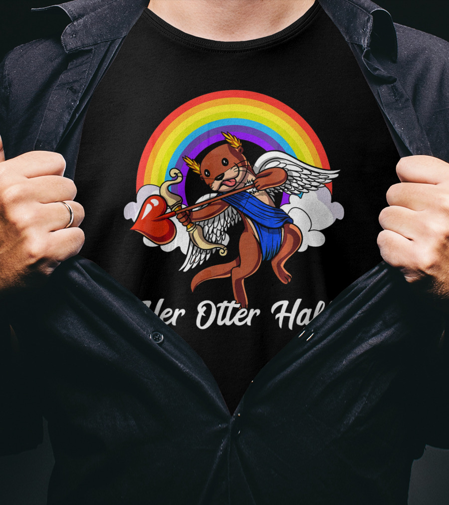 Her Otter Half Cupid Rainbow Valentine's Match T-Shirt