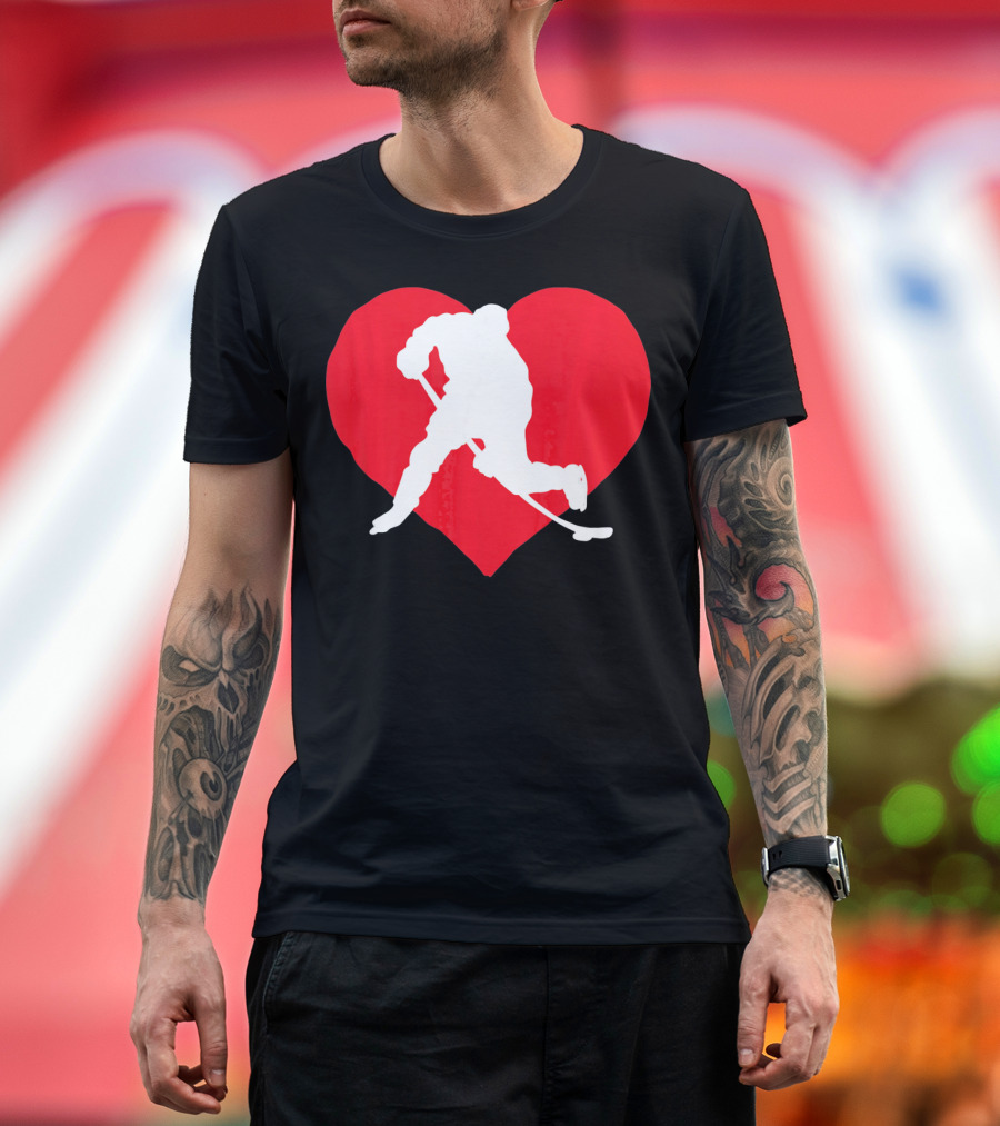 Valentine's Day Hockey Lover Heart T-Shirt