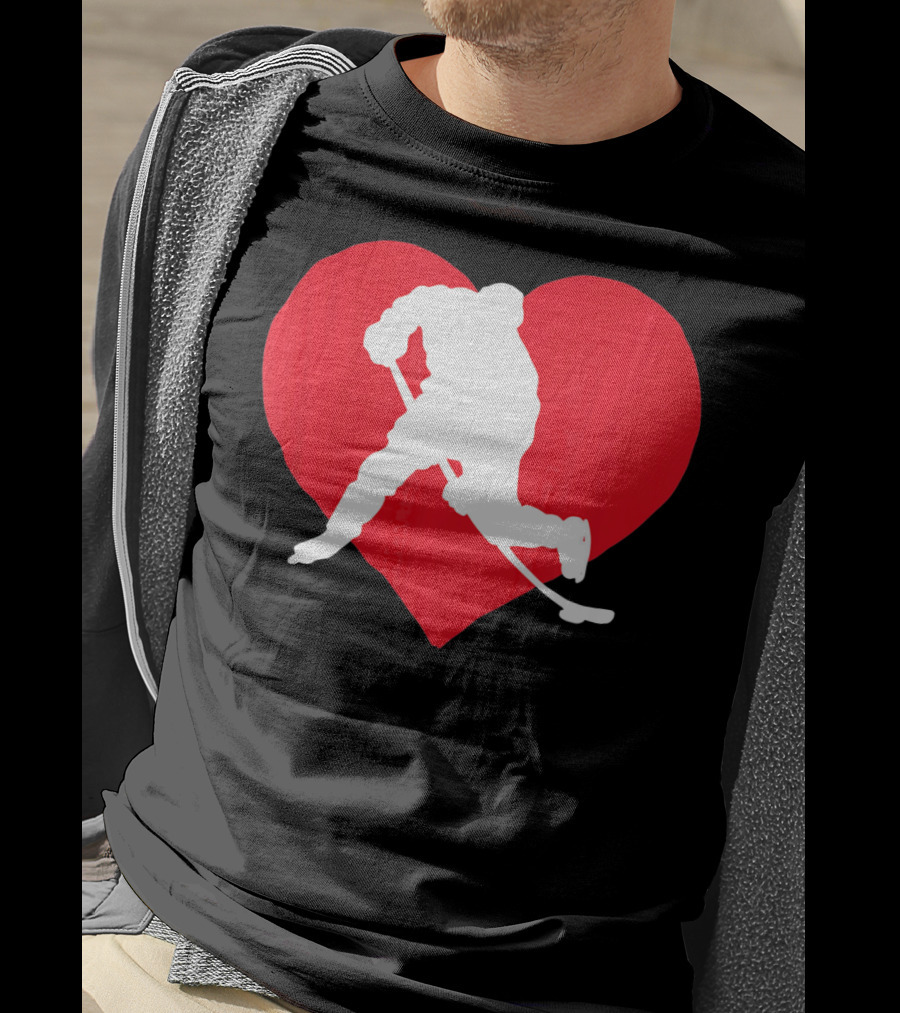 Valentine's Day Hockey Lover Heart T-Shirt