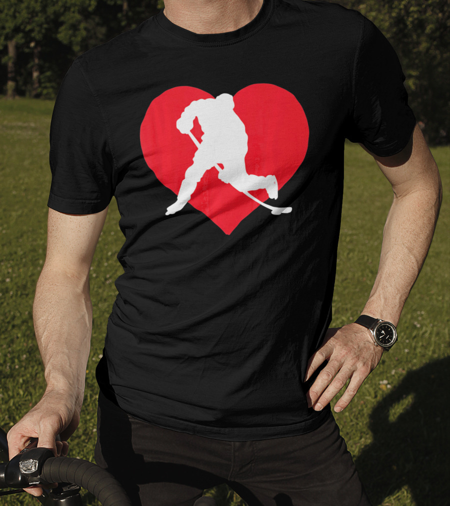 Valentine's Day Hockey Lover Heart T-Shirt