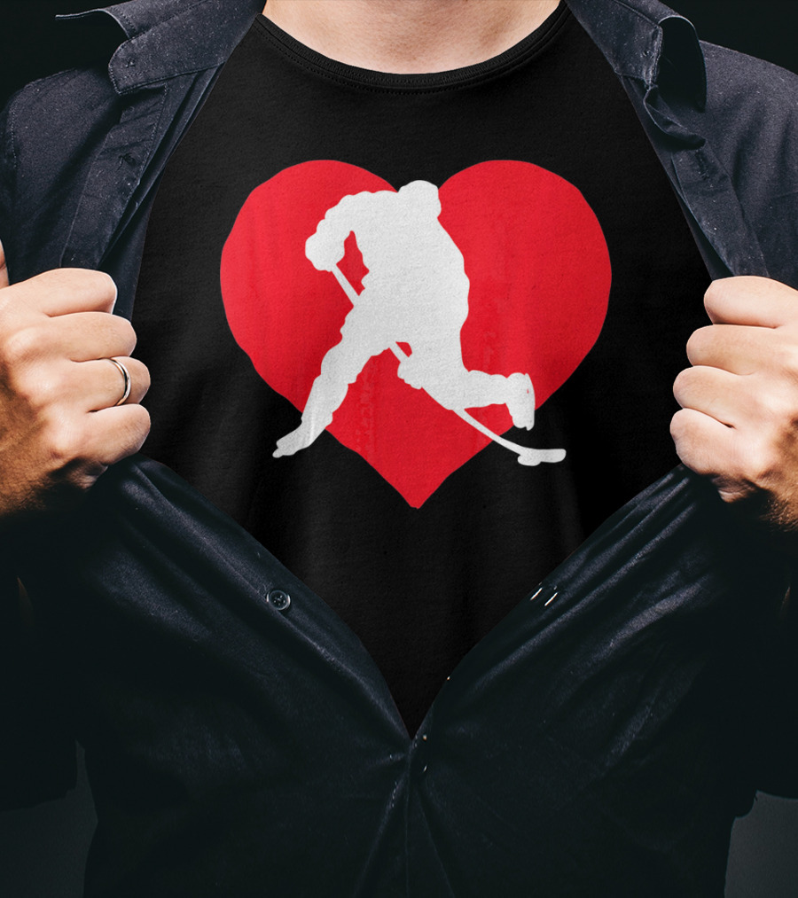 Valentine's Day Hockey Lover Heart T-Shirt