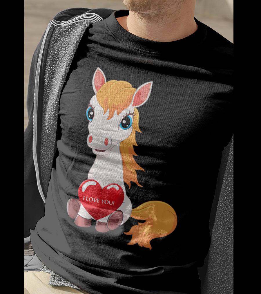 Horse With Heart Saying I Love You Valentine T-Shirt