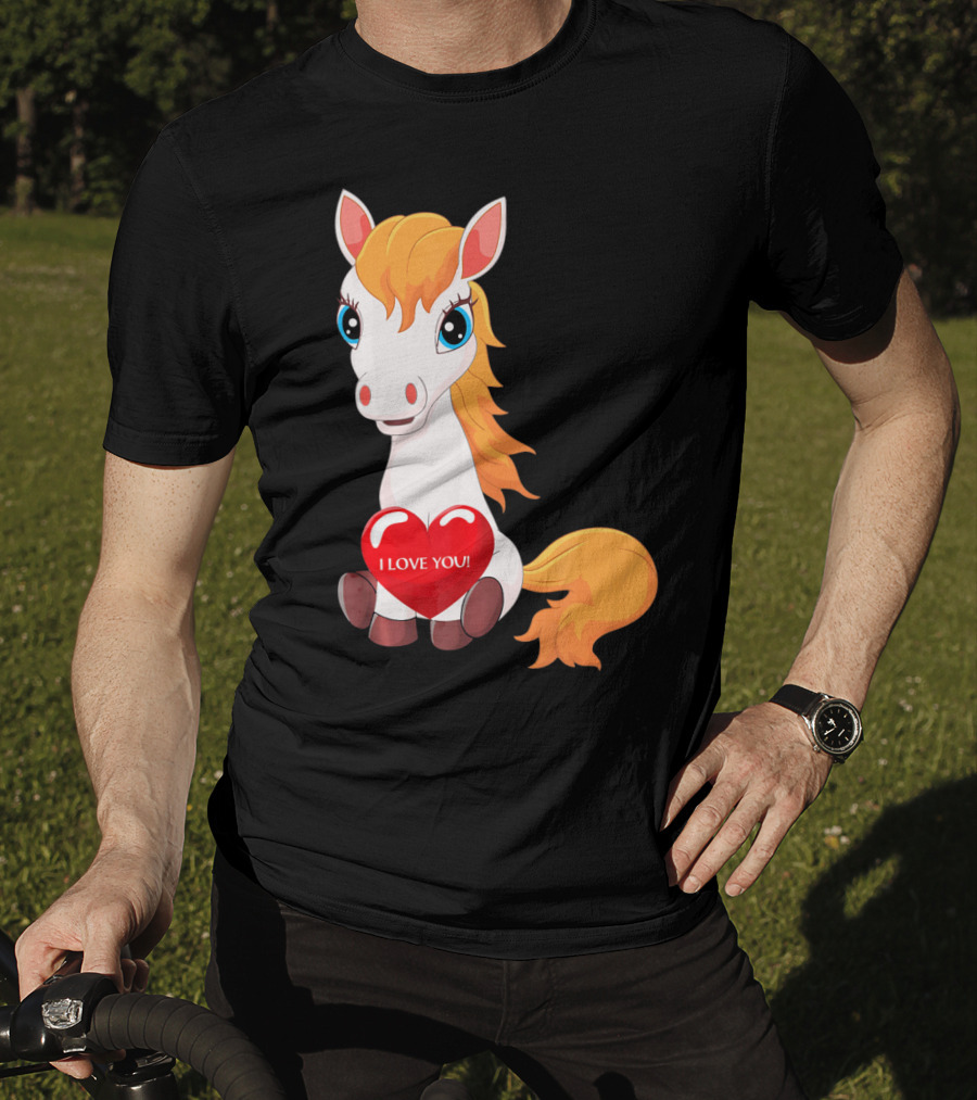 Horse With Heart Saying I Love You Valentine T-Shirt