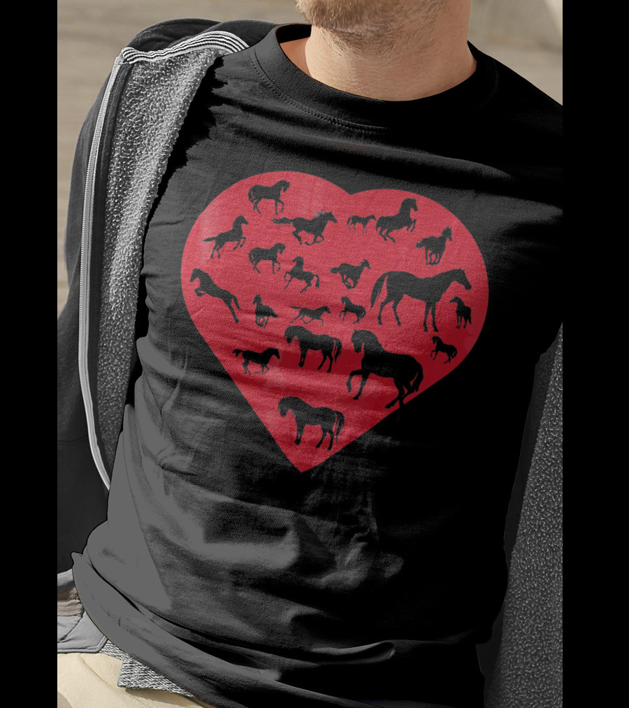 Valentine Day Heart With Horse T-Shirt