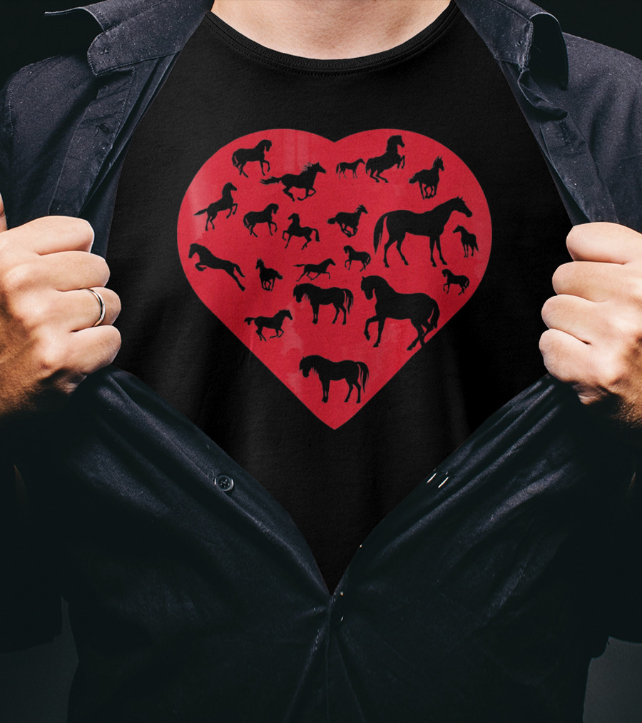 Valentine Day Heart With Horse T-Shirt