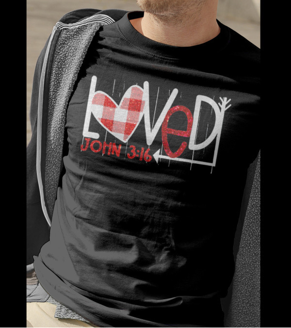 Loved John 3:16 Heart Checkered Arrow T-Shirt