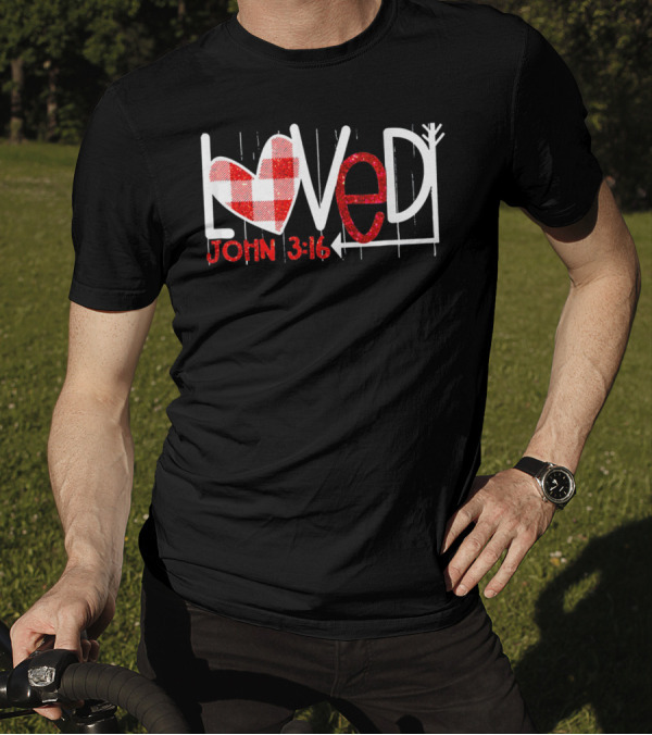 Loved John 3:16 Heart Checkered Arrow T-Shirt