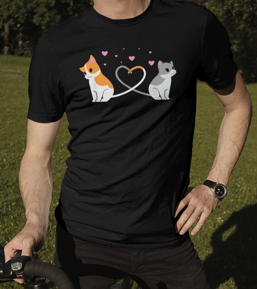 I Love My Cat Heart Tails Cats Lovers Couple T-Shirt