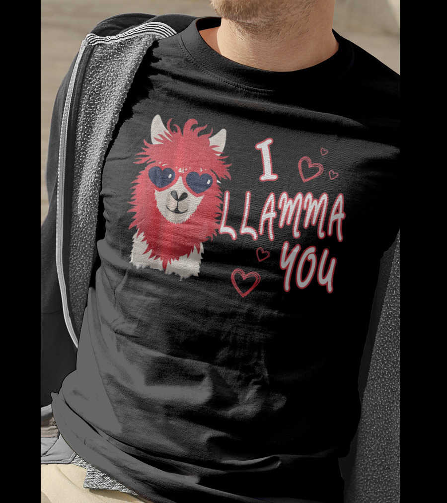 I Llamma You Heart Sunglasses Red Llama T-Shirt