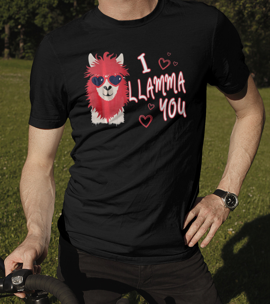 I Llamma You Heart Sunglasses Red Llama T-Shirt
