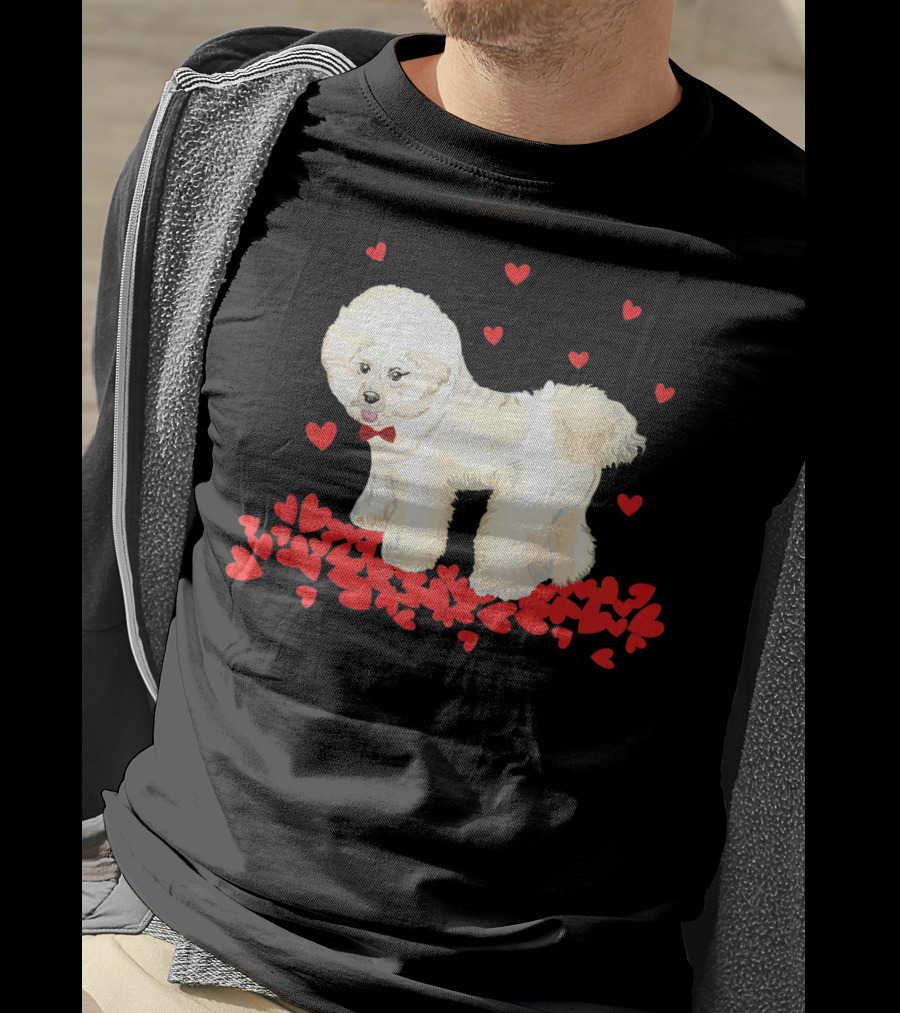I Love My Bichon Frise Surrounded By Red Hearts Valentine's Day T-Shirt