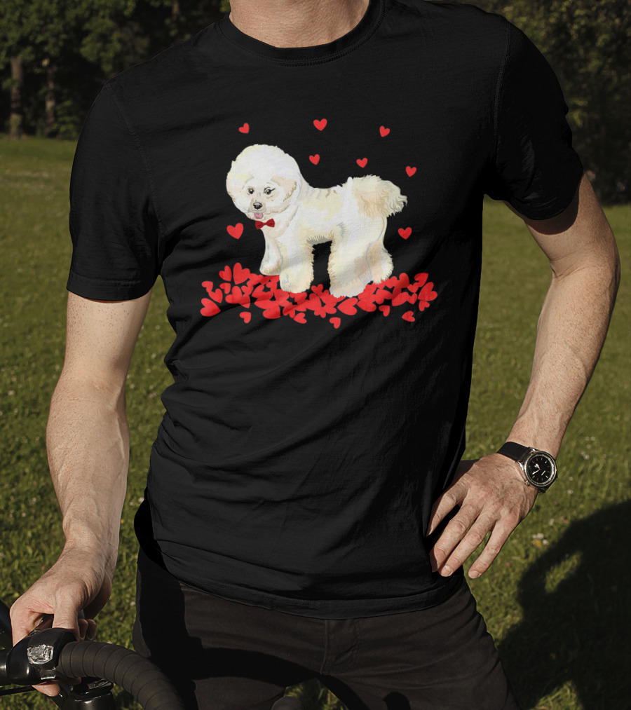 I Love My Bichon Frise Surrounded By Red Hearts Valentine's Day T-Shirt