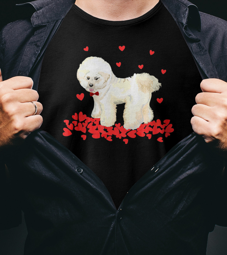 I Love My Bichon Frise Surrounded By Red Hearts Valentine's Day T-Shirt
