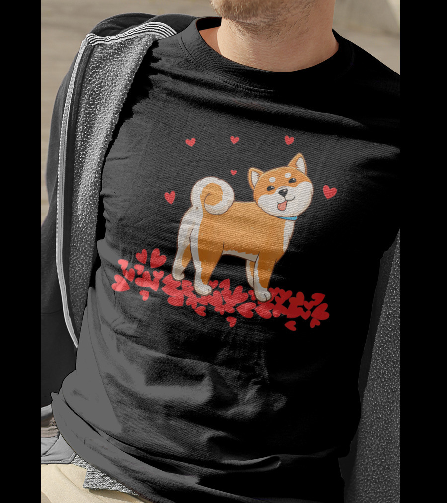 I Love My Shiba Inu Surrounded By Valentine Hearts T-Shirt