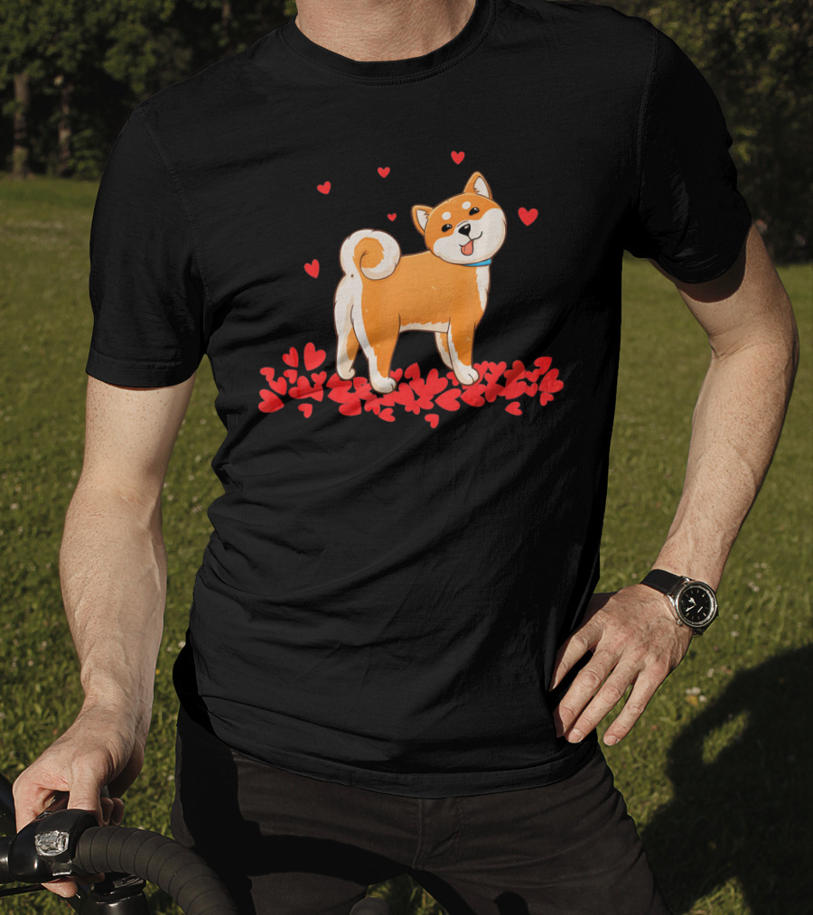 I Love My Shiba Inu Surrounded By Valentine Hearts T-Shirt