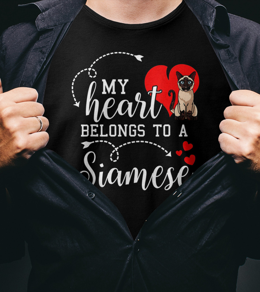 My Heart Belongs To A Siamese Cat Lover Mom With Cute Funny T-Shirt