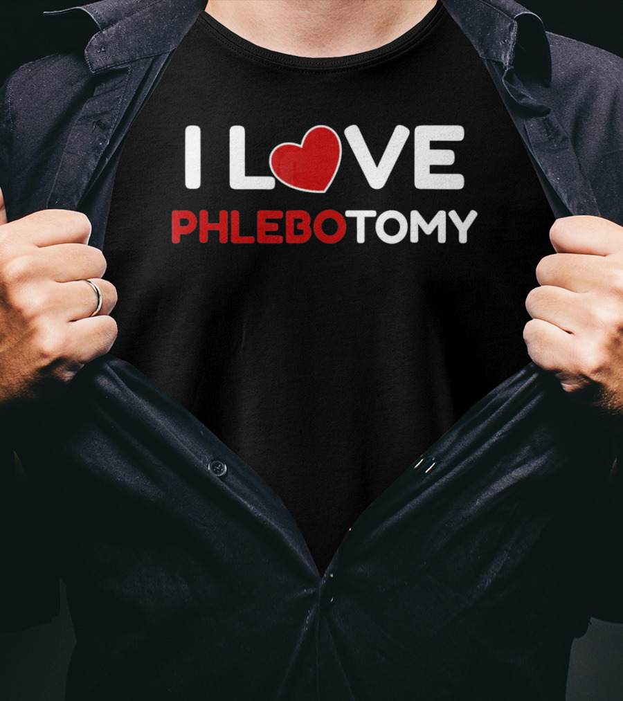 I Love Phlebotomy Red Heart Phlebotomy T-Shirt