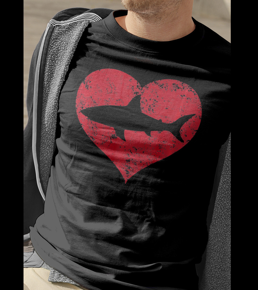 I Love Sharks Cute Shark Heart T-Shirt